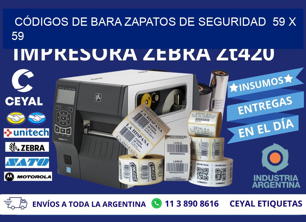 CÓDIGOS DE BARA ZAPATOS DE SEGURIDAD  59 x 59