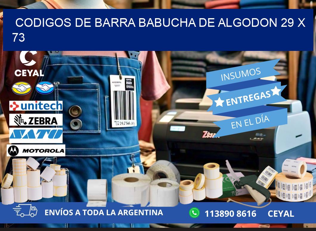 CODIGOS DE BARRA BABUCHA DE ALGODON 29 x 73