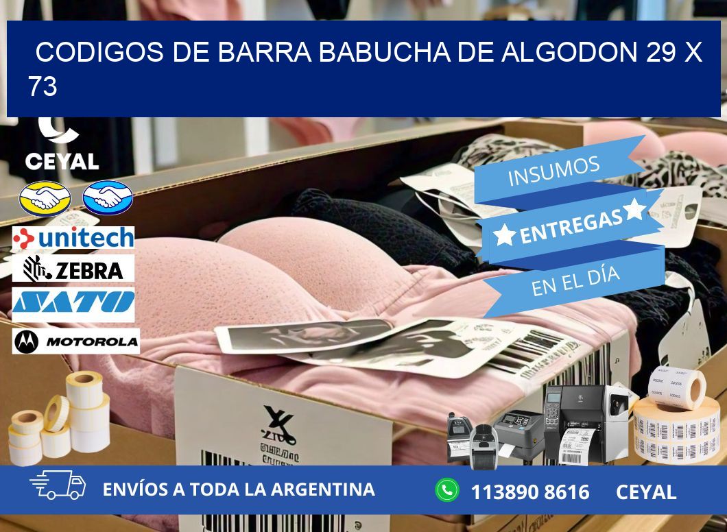 CODIGOS DE BARRA BABUCHA DE ALGODON 29 x 73