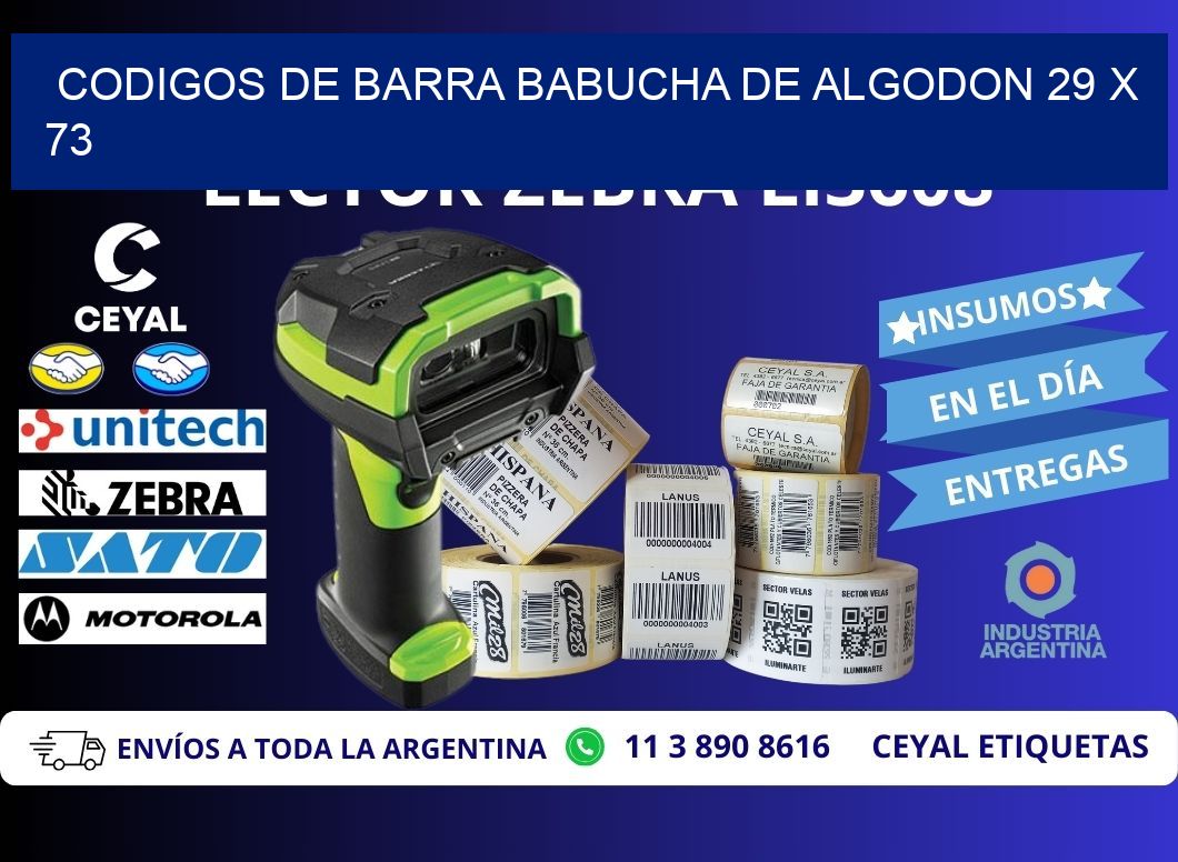 CODIGOS DE BARRA BABUCHA DE ALGODON 29 x 73