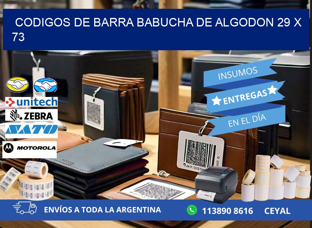 CODIGOS DE BARRA BABUCHA DE ALGODON 29 x 73