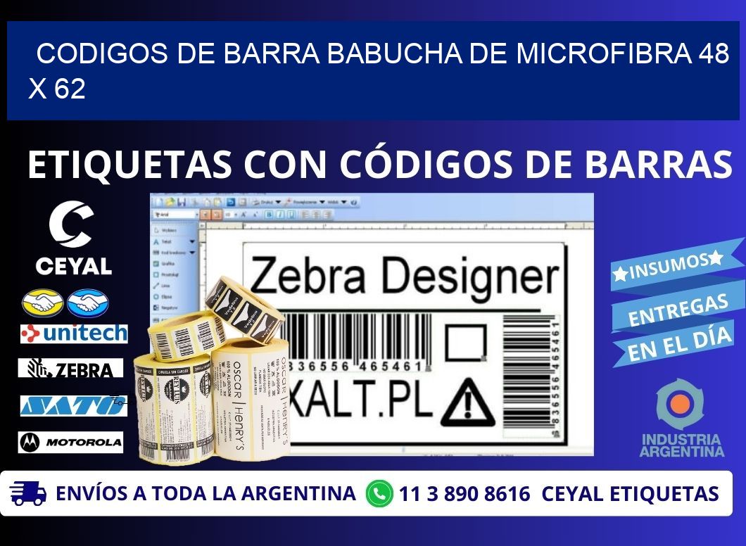 CODIGOS DE BARRA BABUCHA DE MICROFIBRA 48 x 62