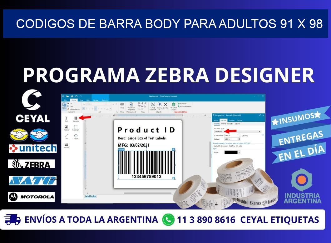 CODIGOS DE BARRA BODY PARA ADULTOS 91 x 98