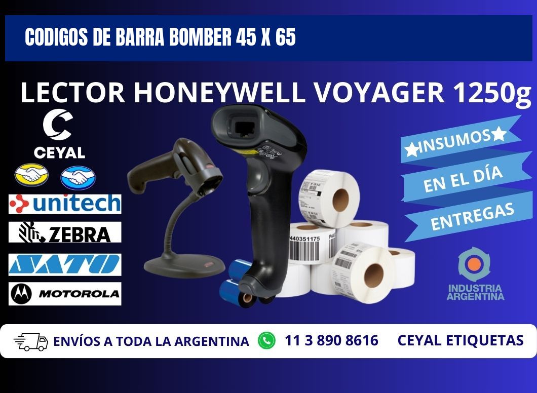 CODIGOS DE BARRA BOMBER 45 x 65