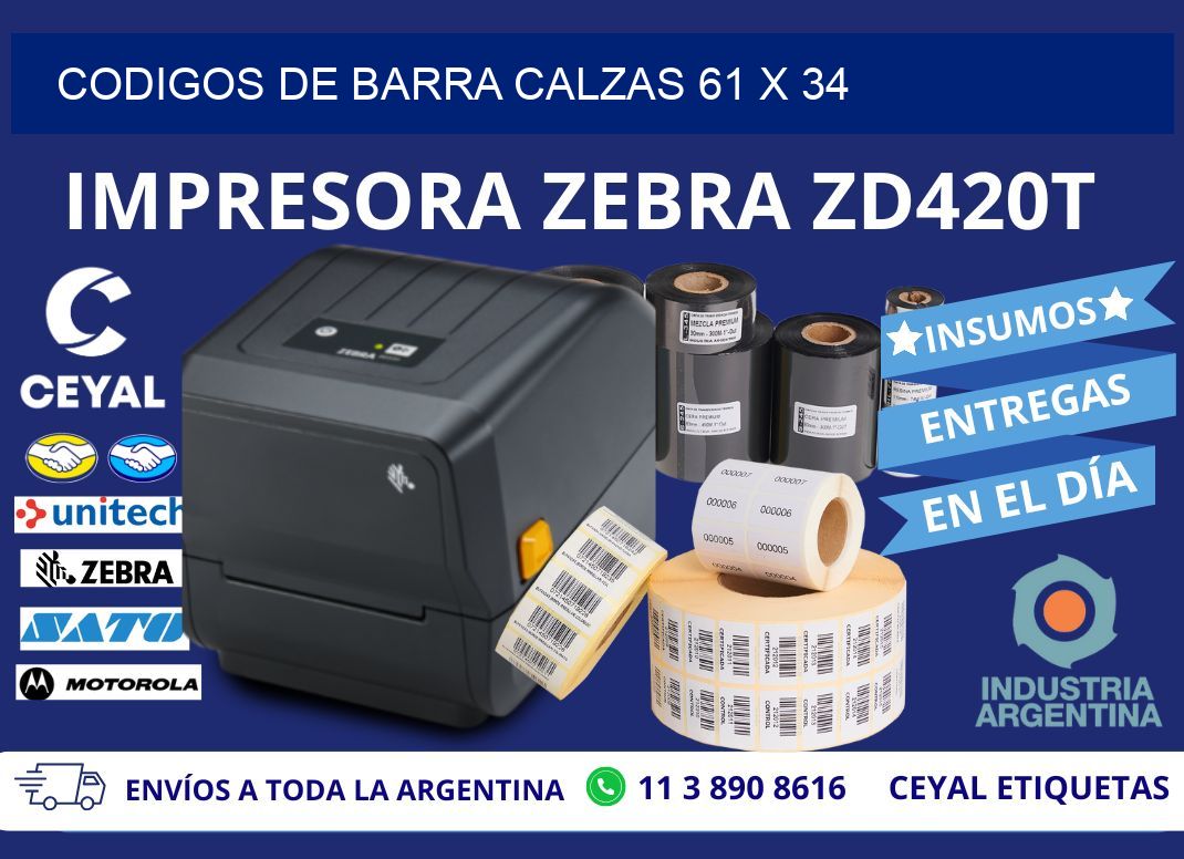 CODIGOS DE BARRA CALZAS 61 x 34