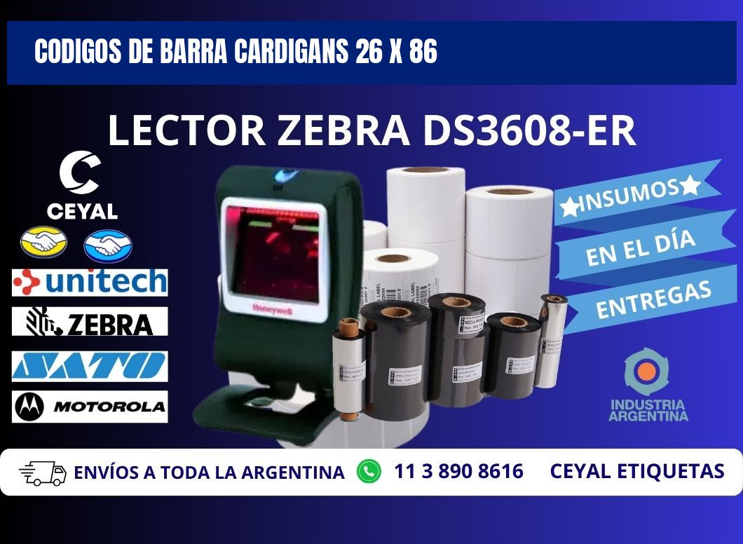 CODIGOS DE BARRA CARDIGANS 26 x 86