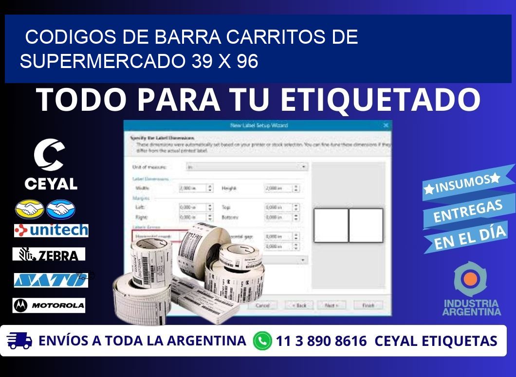 CODIGOS DE BARRA CARRITOS DE SUPERMERCADO 39 x 96