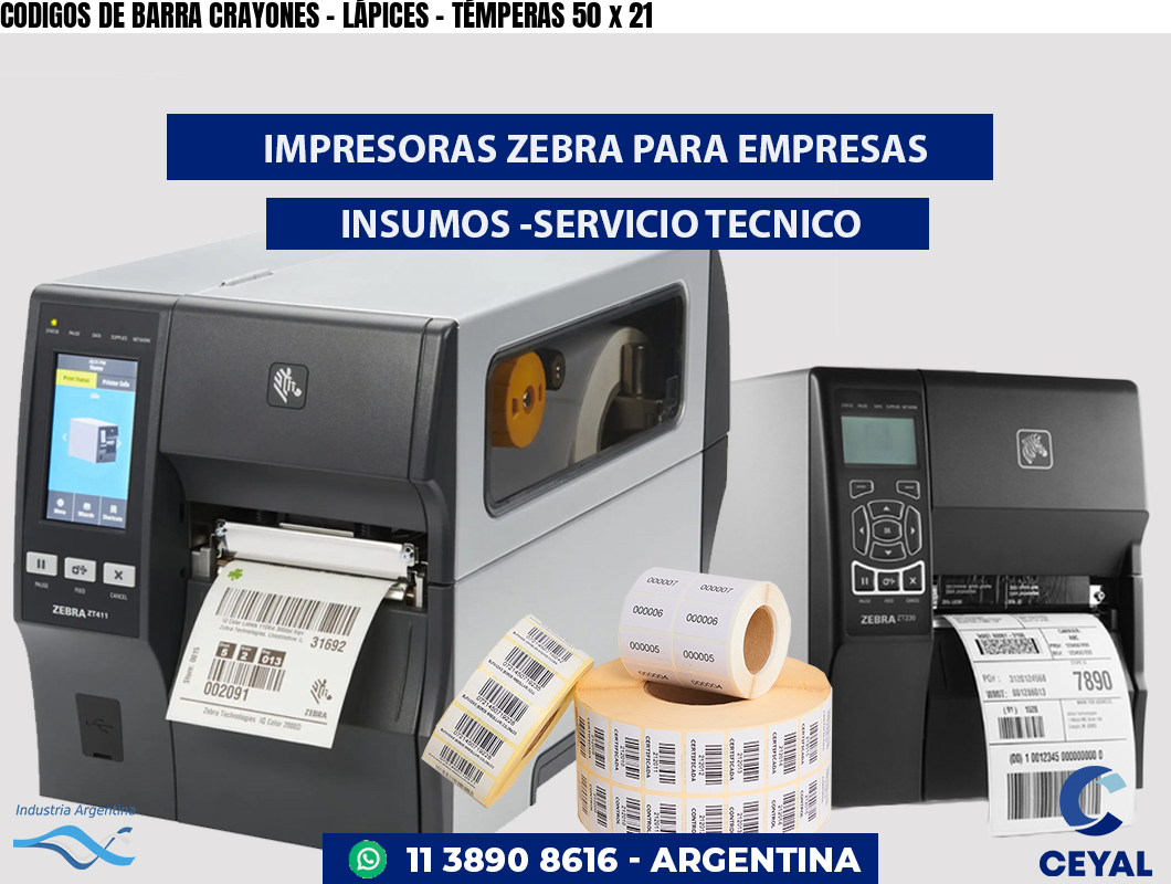 CODIGOS DE BARRA CRAYONES – LÁPICES – TÉMPERAS 50 x 21
