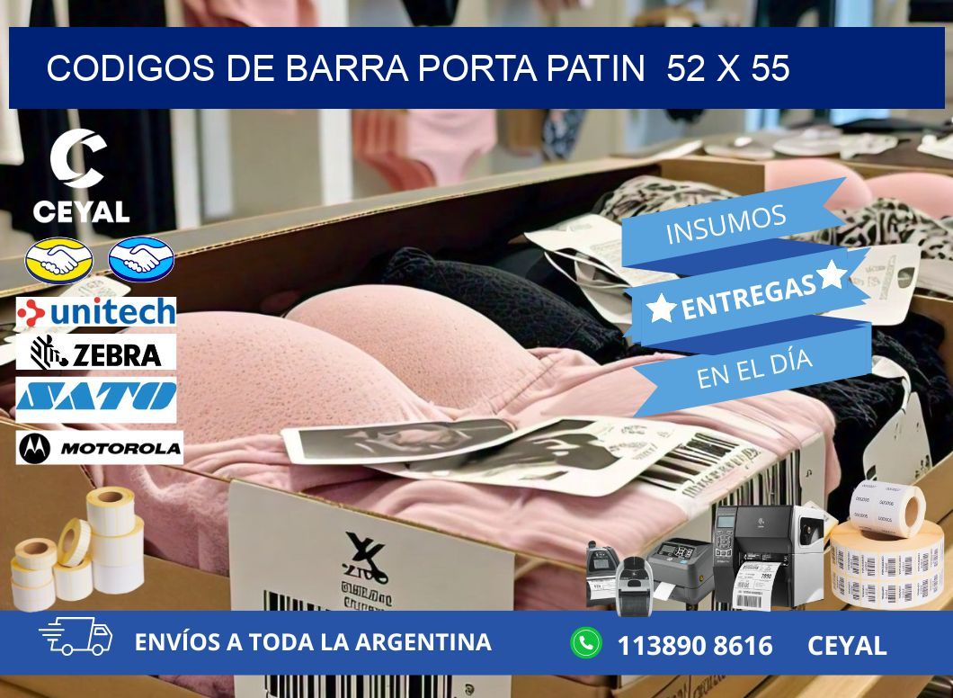 CODIGOS DE BARRA PORTA PATIN  52 x 55