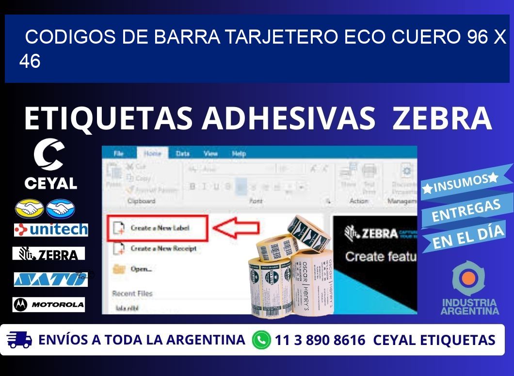 CODIGOS DE BARRA TARJETERO ECO CUERO 96 x 46