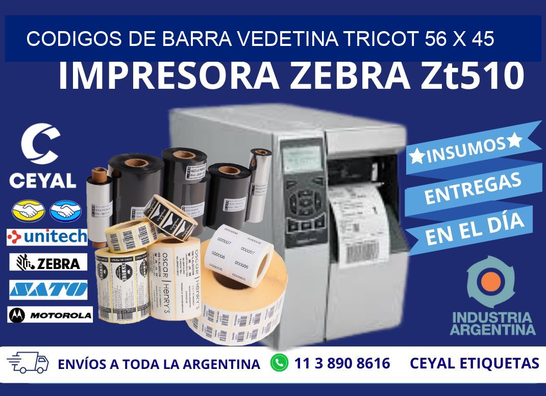 CODIGOS DE BARRA VEDETINA TRICOT 56 x 45