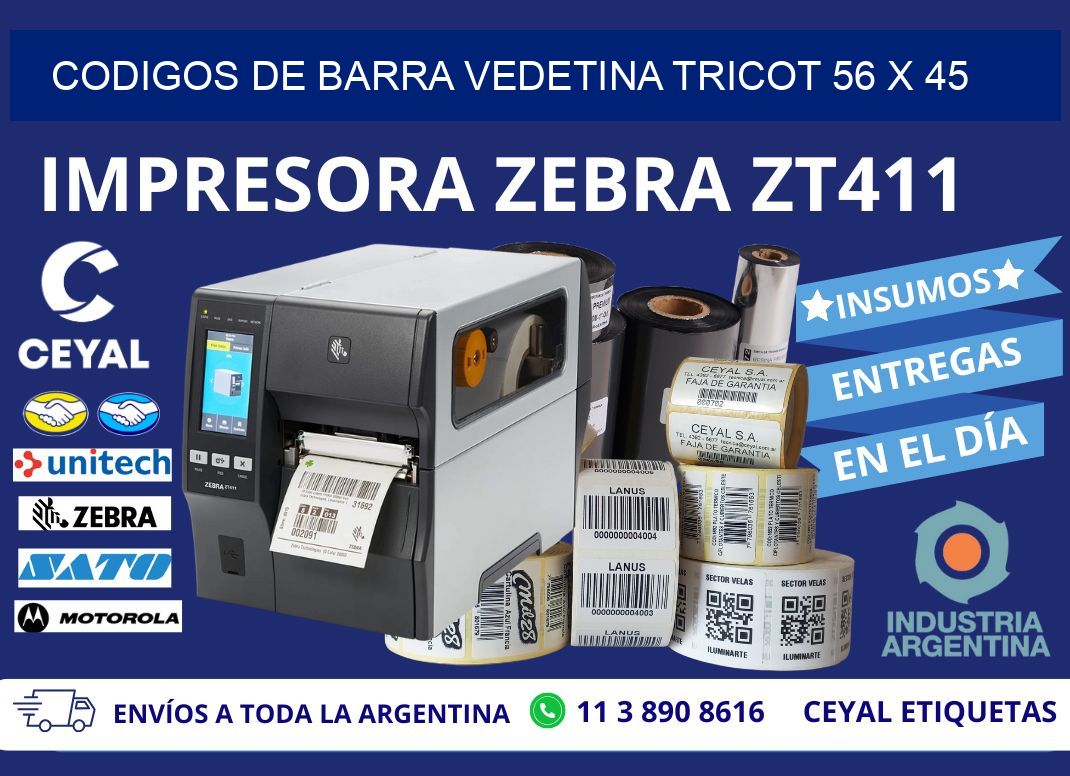 CODIGOS DE BARRA VEDETINA TRICOT 56 x 45