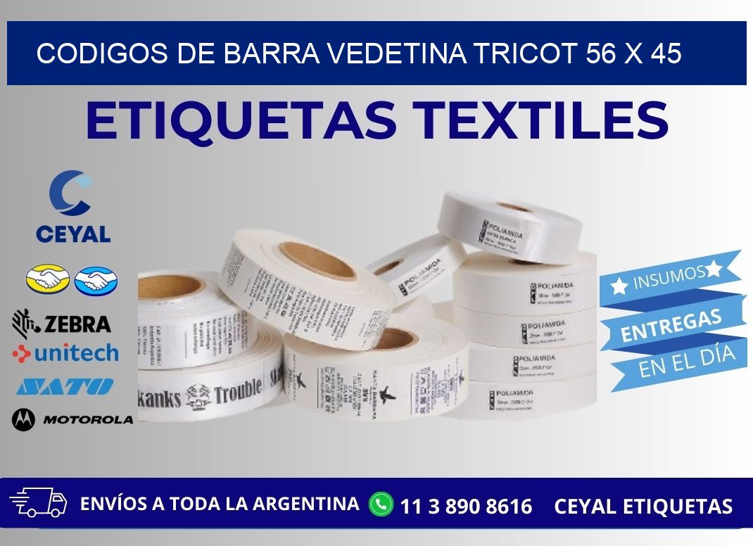 CODIGOS DE BARRA VEDETINA TRICOT 56 x 45