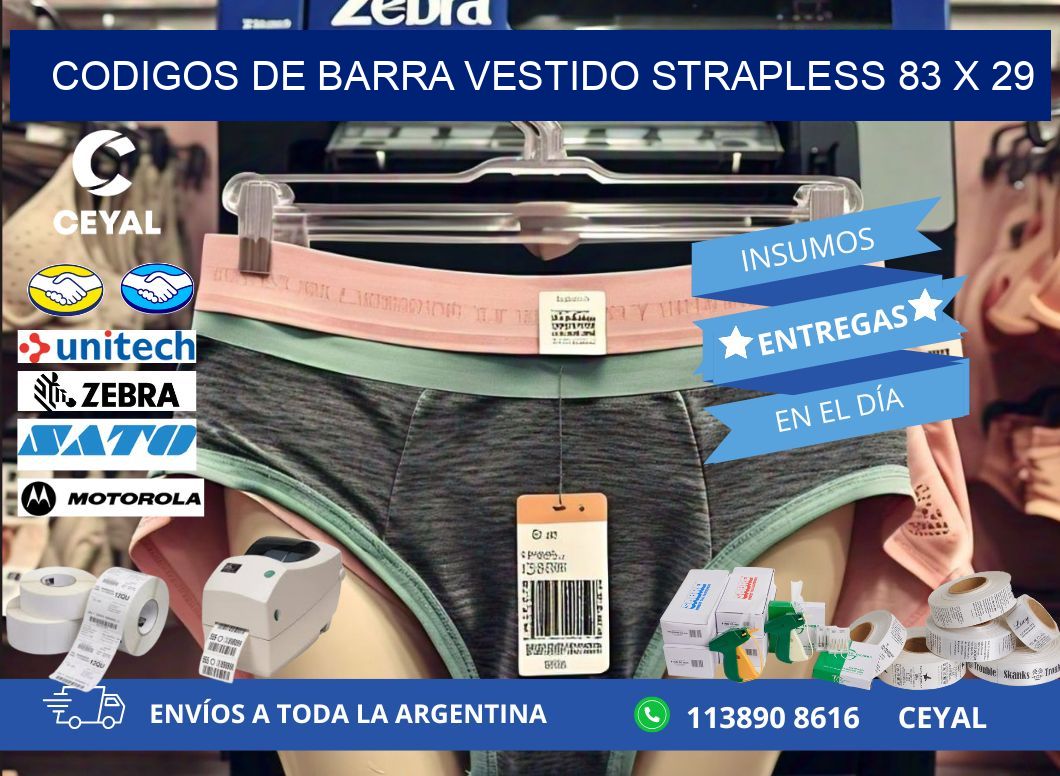 CODIGOS DE BARRA VESTIDO STRAPLESS 83 x 29