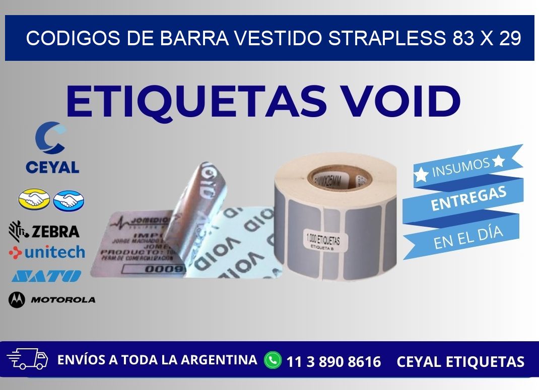CODIGOS DE BARRA VESTIDO STRAPLESS 83 x 29