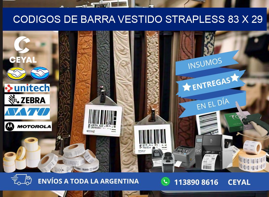CODIGOS DE BARRA VESTIDO STRAPLESS 83 x 29