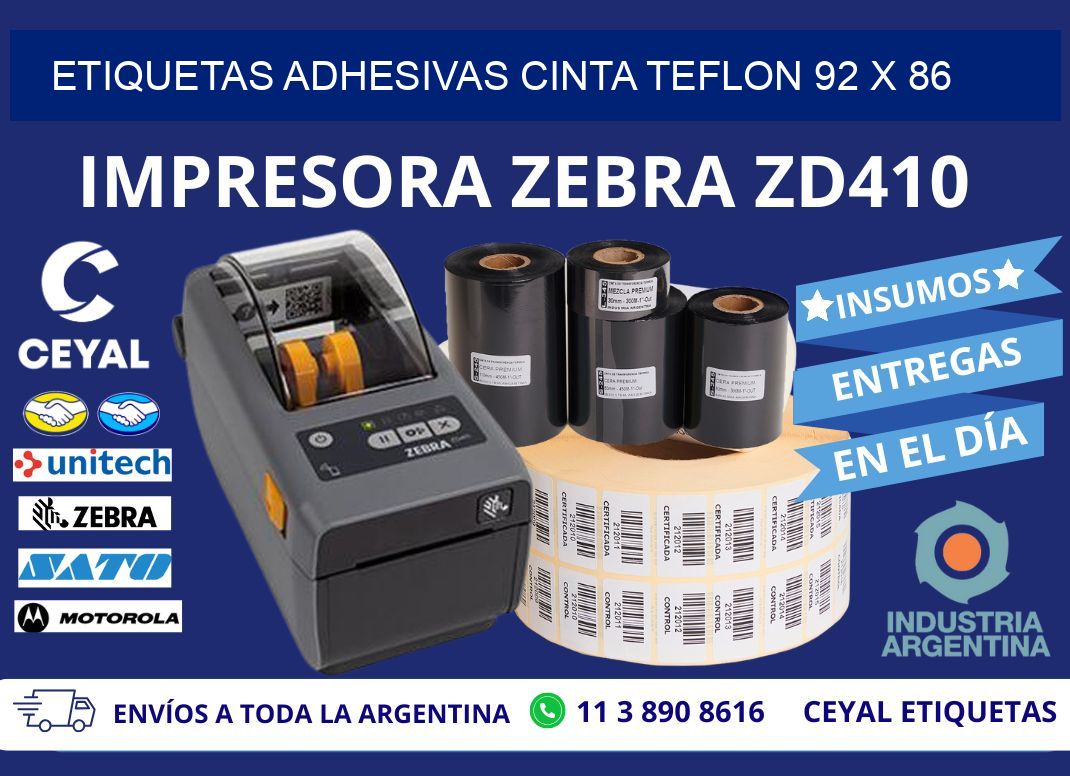 ETIQUETAS ADHESIVAS CINTA TEFLON 92 x 86