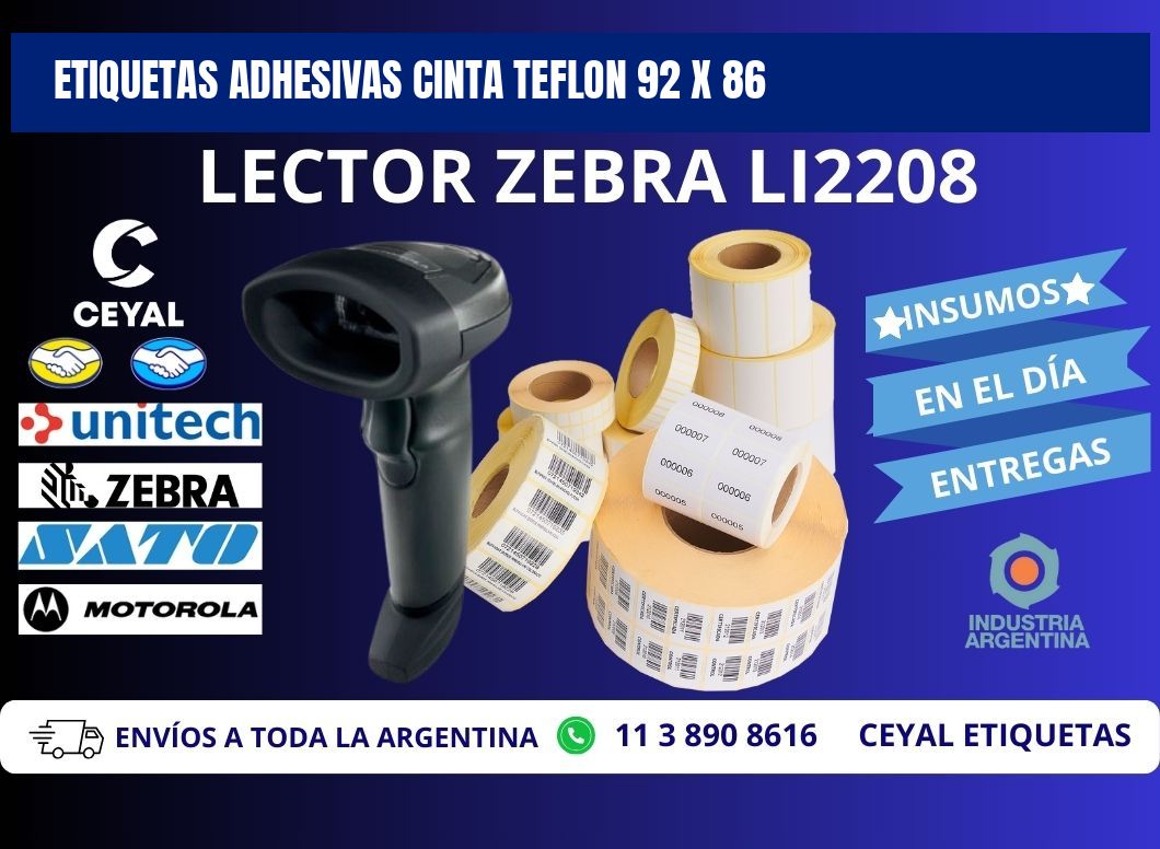 ETIQUETAS ADHESIVAS CINTA TEFLON 92 x 86