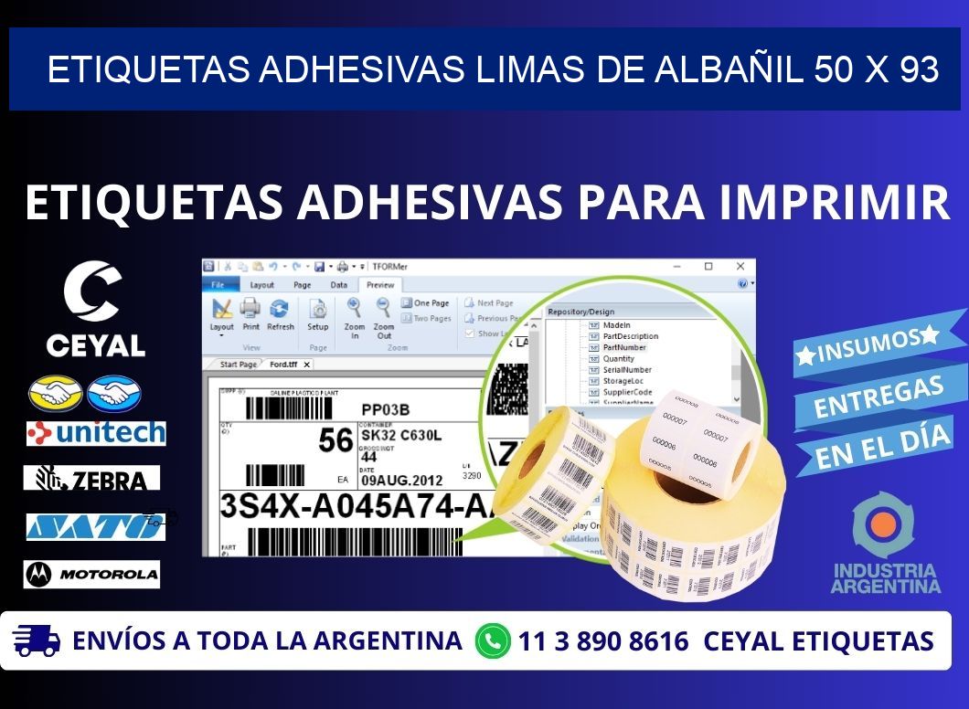 ETIQUETAS ADHESIVAS LIMAS DE ALBAÑIL 50 x 93