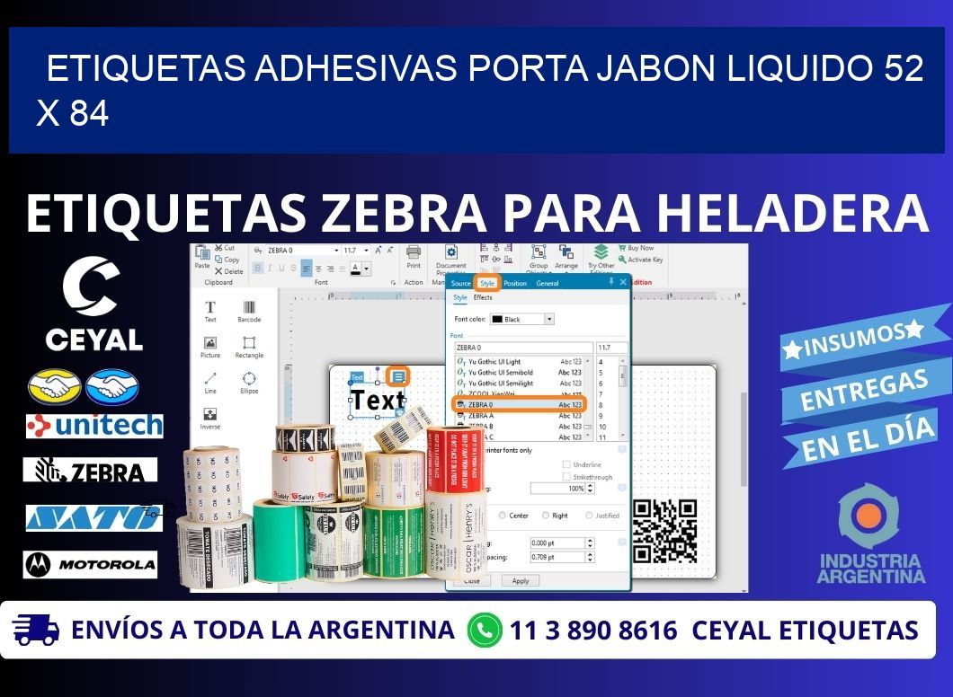 ETIQUETAS ADHESIVAS PORTA JABON LIQUIDO 52 x 84