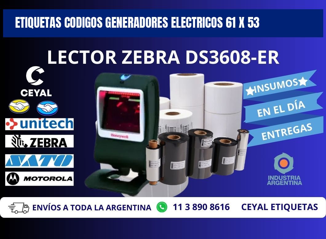 ETIQUETAS CODIGOS GENERADORES ELECTRICOS 61 x 53