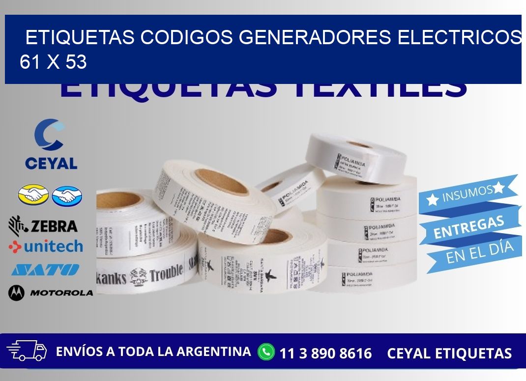 ETIQUETAS CODIGOS GENERADORES ELECTRICOS 61 x 53