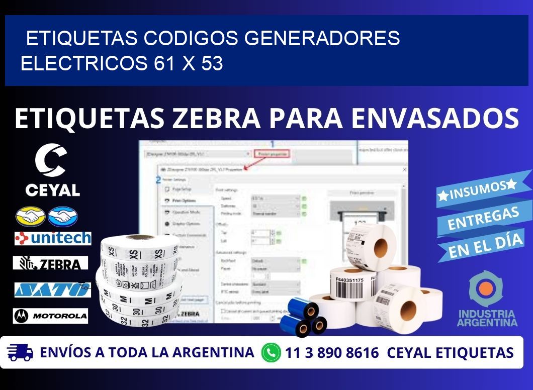 ETIQUETAS CODIGOS GENERADORES ELECTRICOS 61 x 53