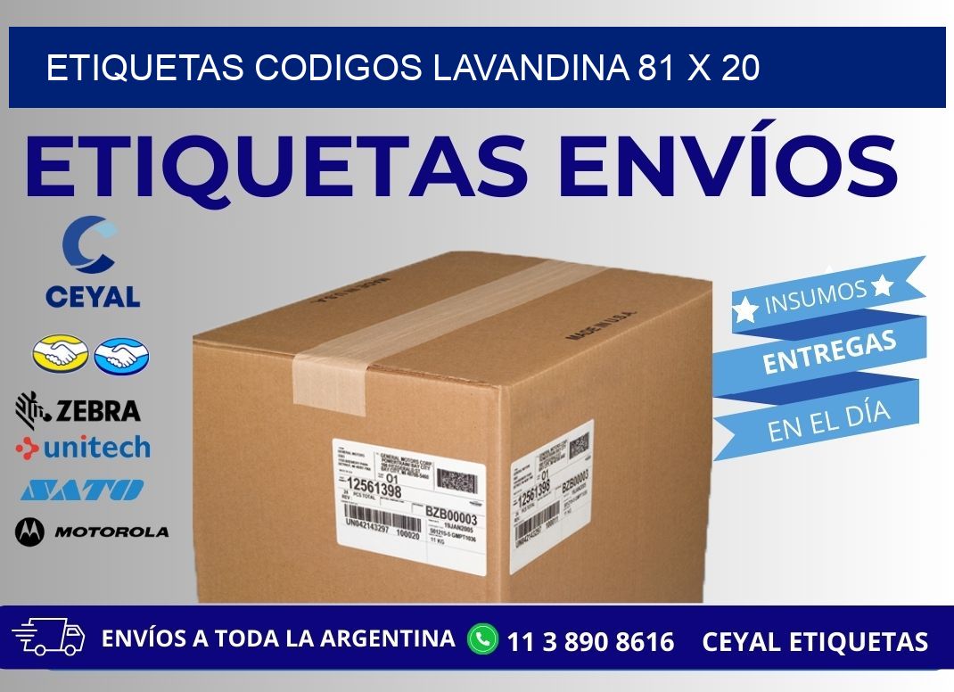 ETIQUETAS CODIGOS LAVANDINA 81 x 20