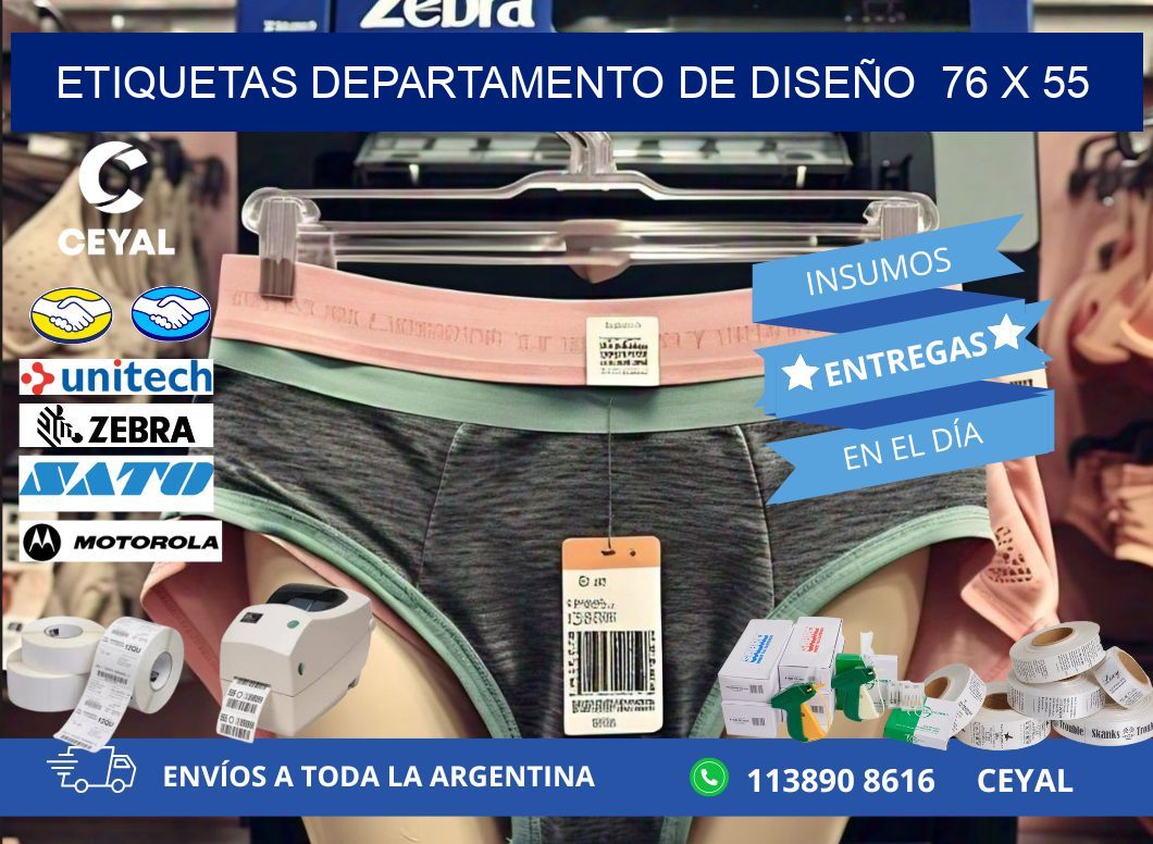 ETIQUETAS DEPARTAMENTO DE DISEÑO  76 x 55