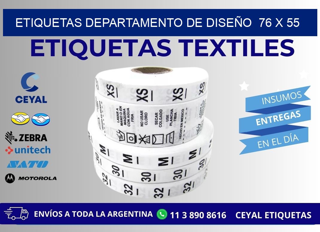 ETIQUETAS DEPARTAMENTO DE DISEÑO  76 x 55