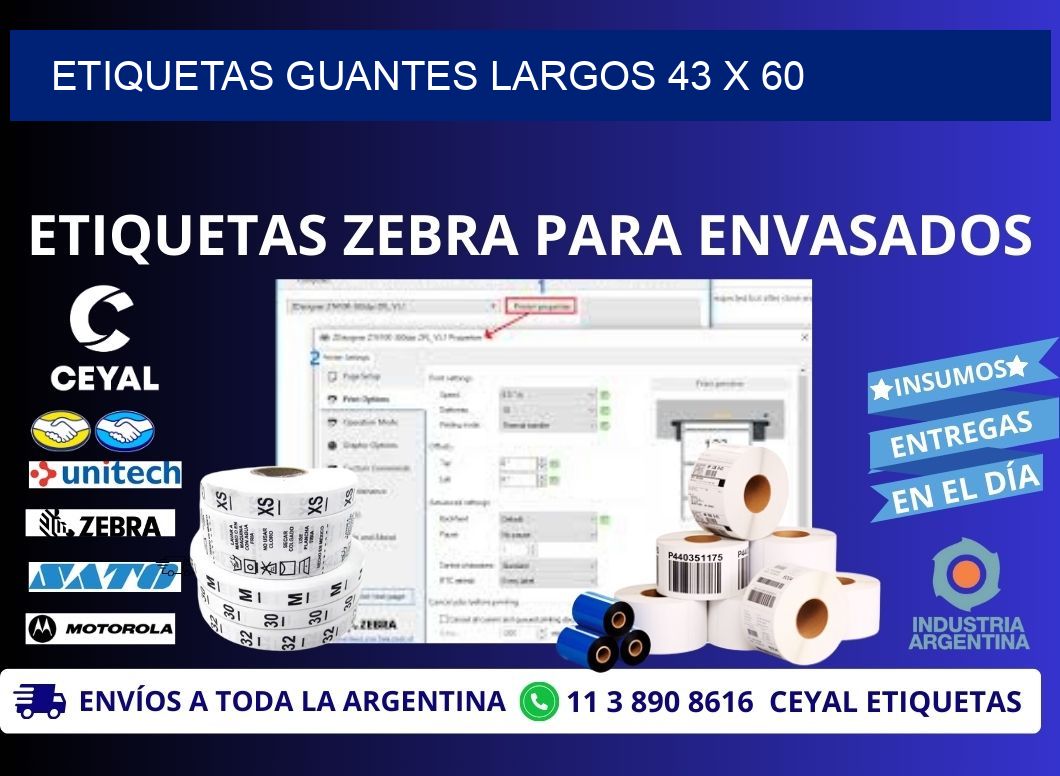 ETIQUETAS GUANTES LARGOS 43 x 60