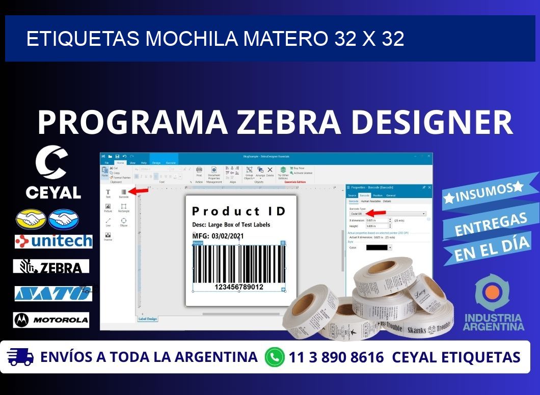 ETIQUETAS MOCHILA MATERO 32 x 32