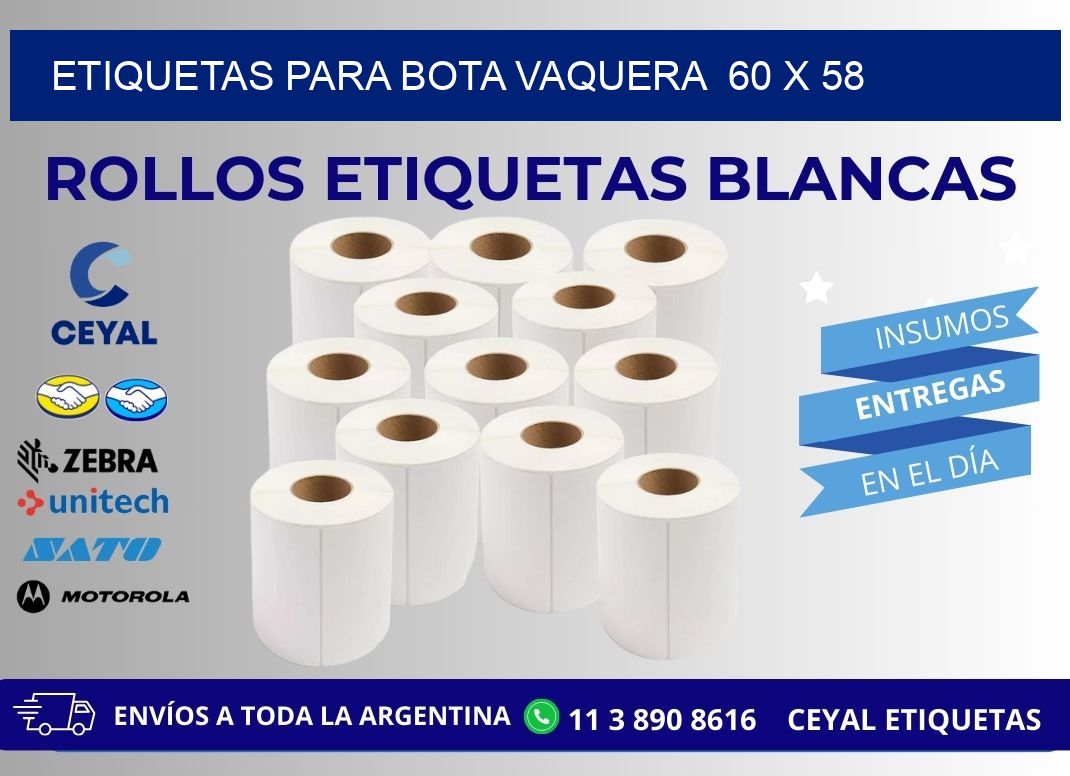ETIQUETAS PARA BOTA VAQUERA  60 x 58