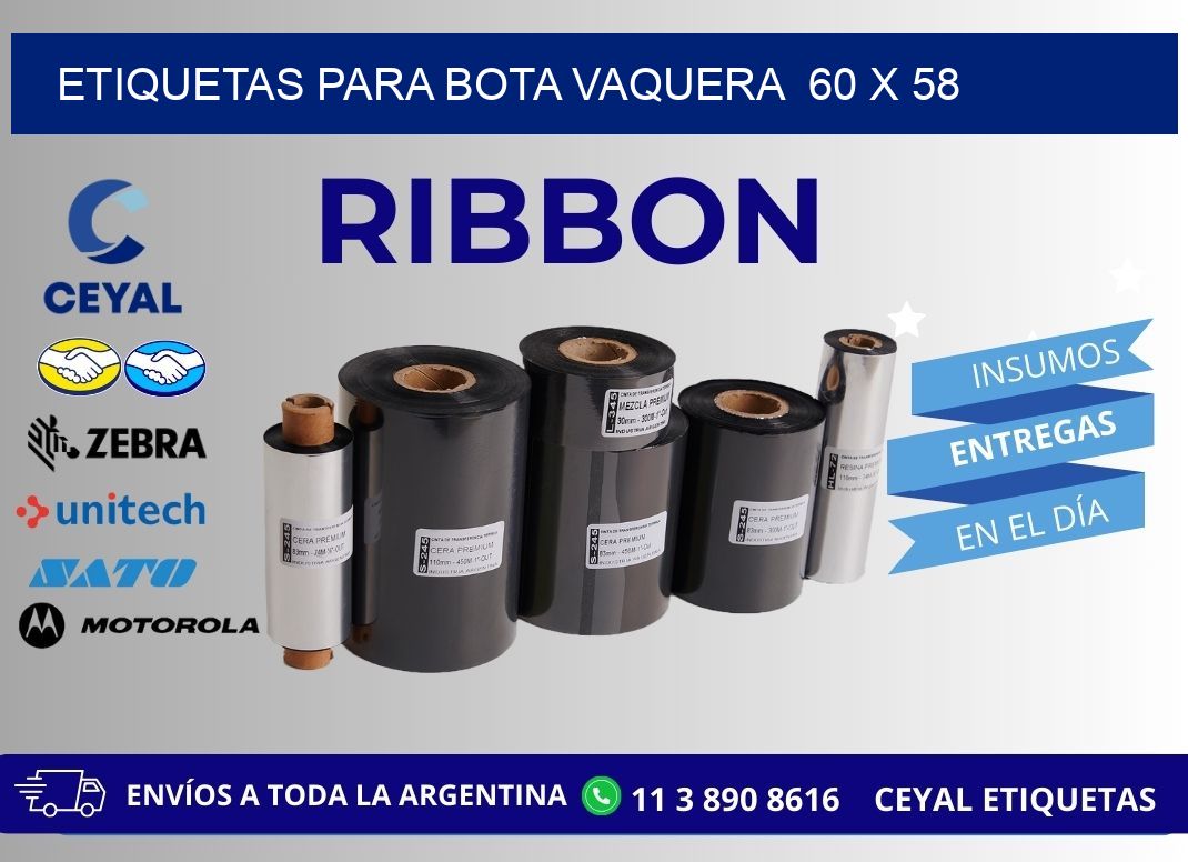 ETIQUETAS PARA BOTA VAQUERA  60 x 58