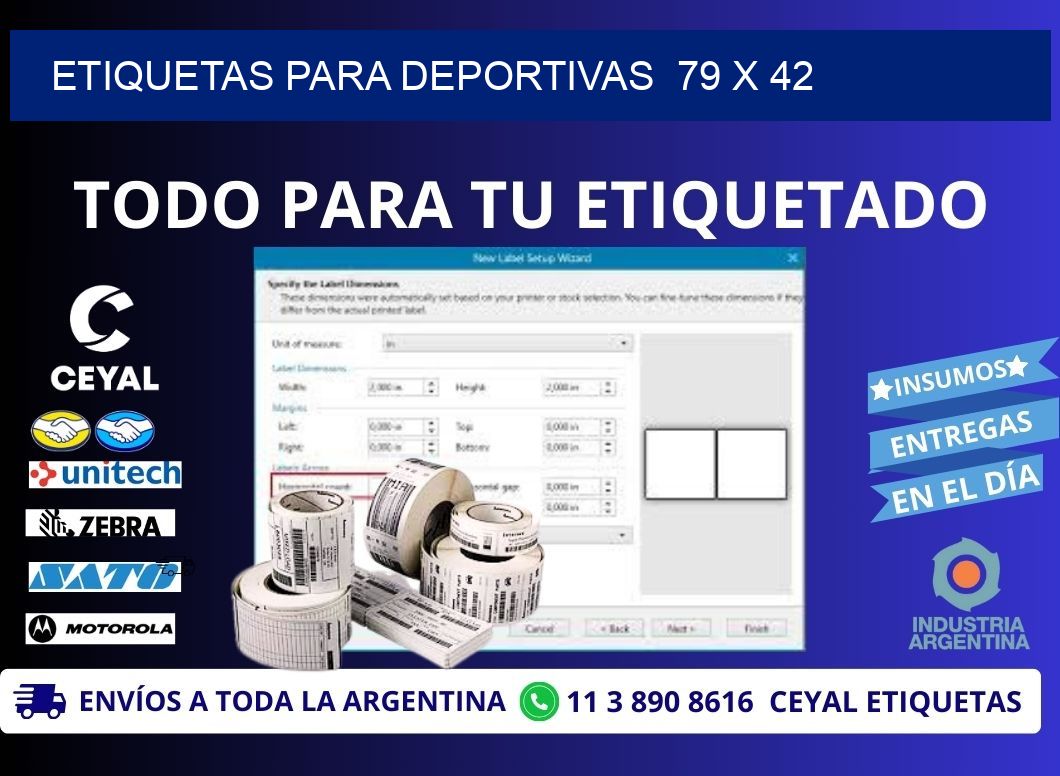 ETIQUETAS PARA DEPORTIVAS  79 x 42