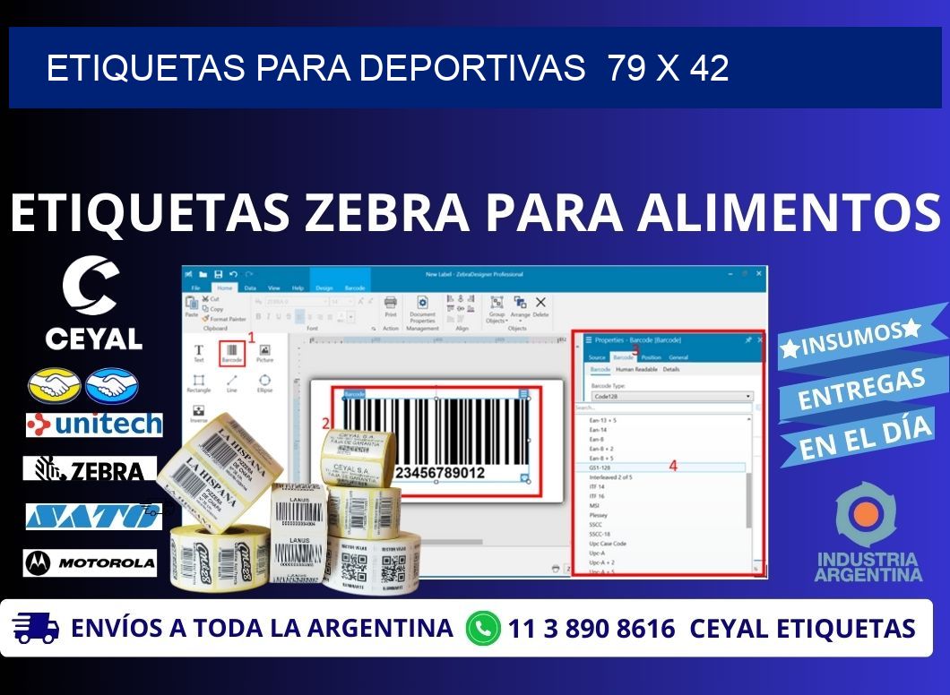 ETIQUETAS PARA DEPORTIVAS  79 x 42