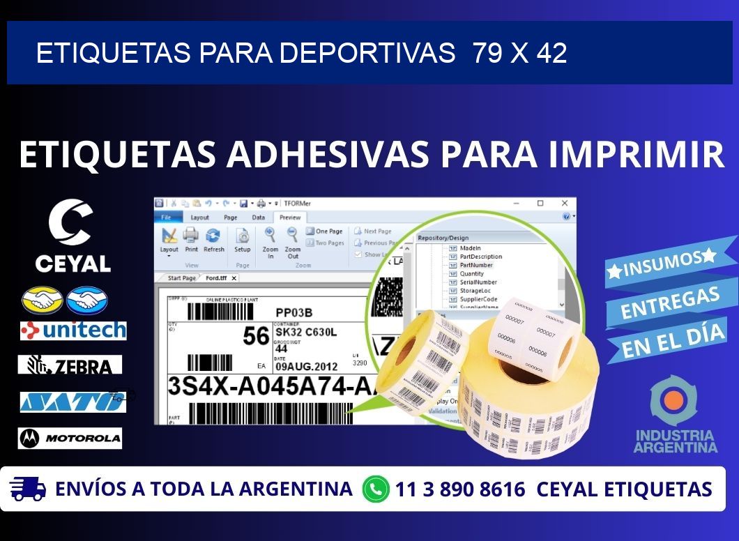 ETIQUETAS PARA DEPORTIVAS  79 x 42