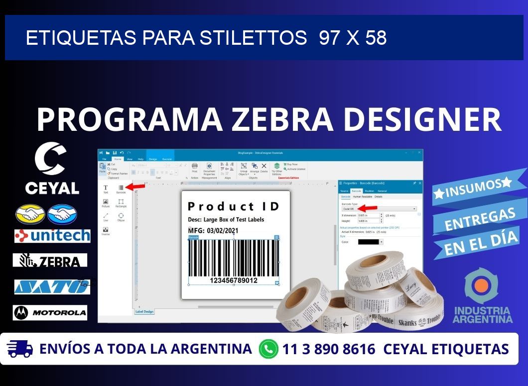 ETIQUETAS PARA STILETTOS  97 x 58
