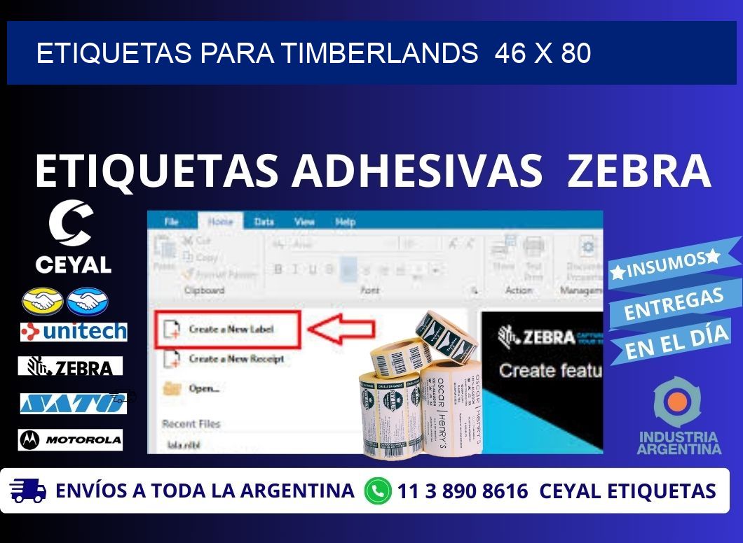 ETIQUETAS PARA TIMBERLANDS  46 x 80