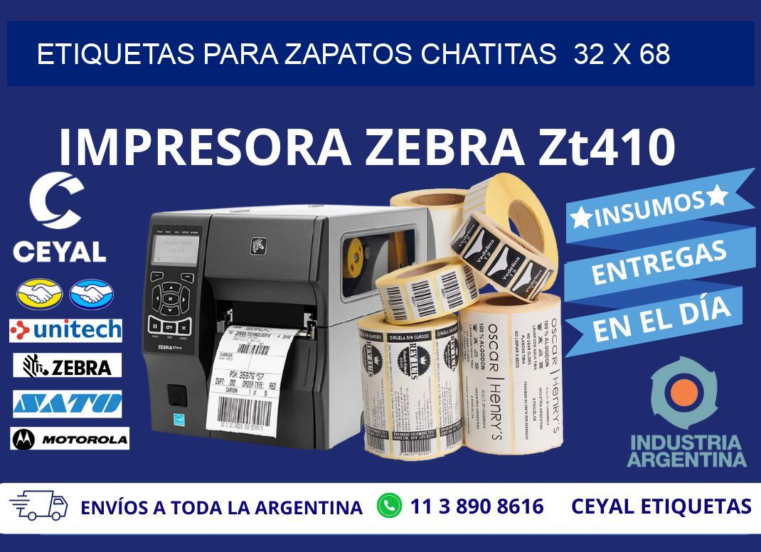 ETIQUETAS PARA ZAPATOS CHATITAS  32 x 68