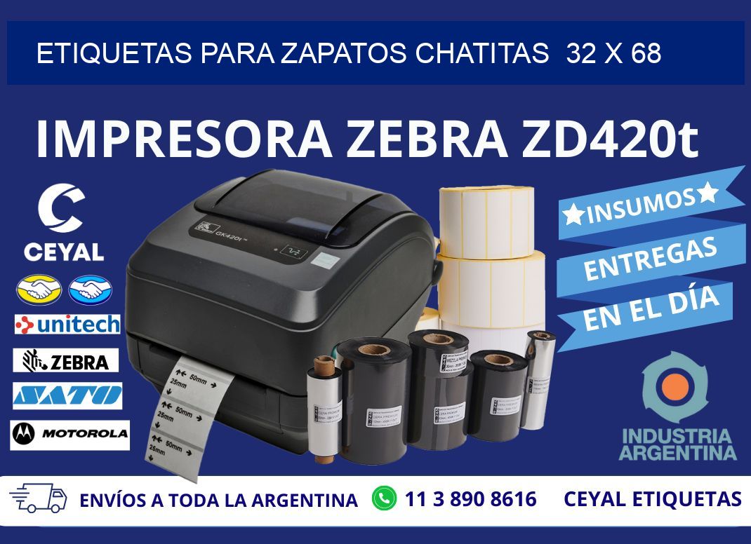 ETIQUETAS PARA ZAPATOS CHATITAS  32 x 68