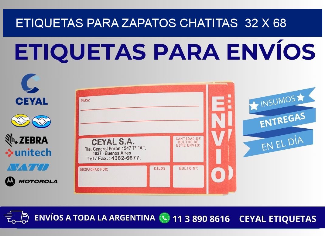 ETIQUETAS PARA ZAPATOS CHATITAS  32 x 68