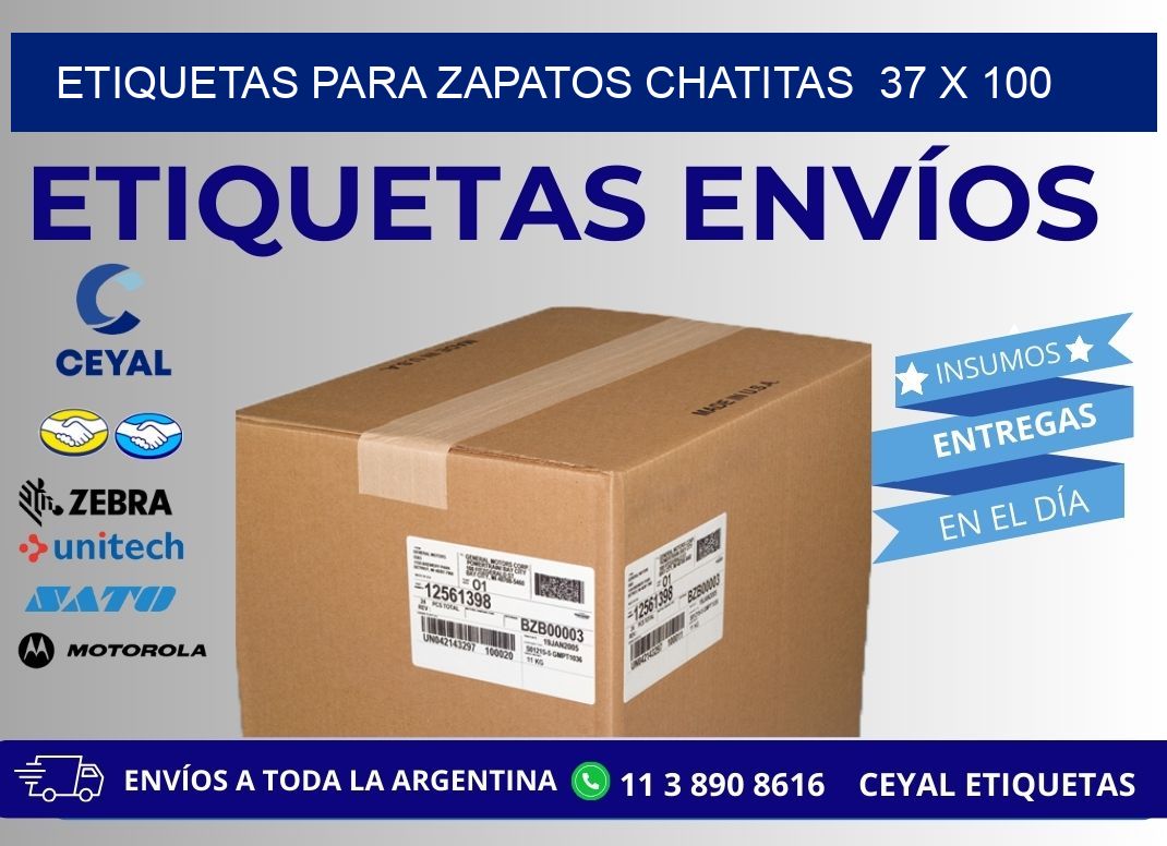 ETIQUETAS PARA ZAPATOS CHATITAS  37 x 100