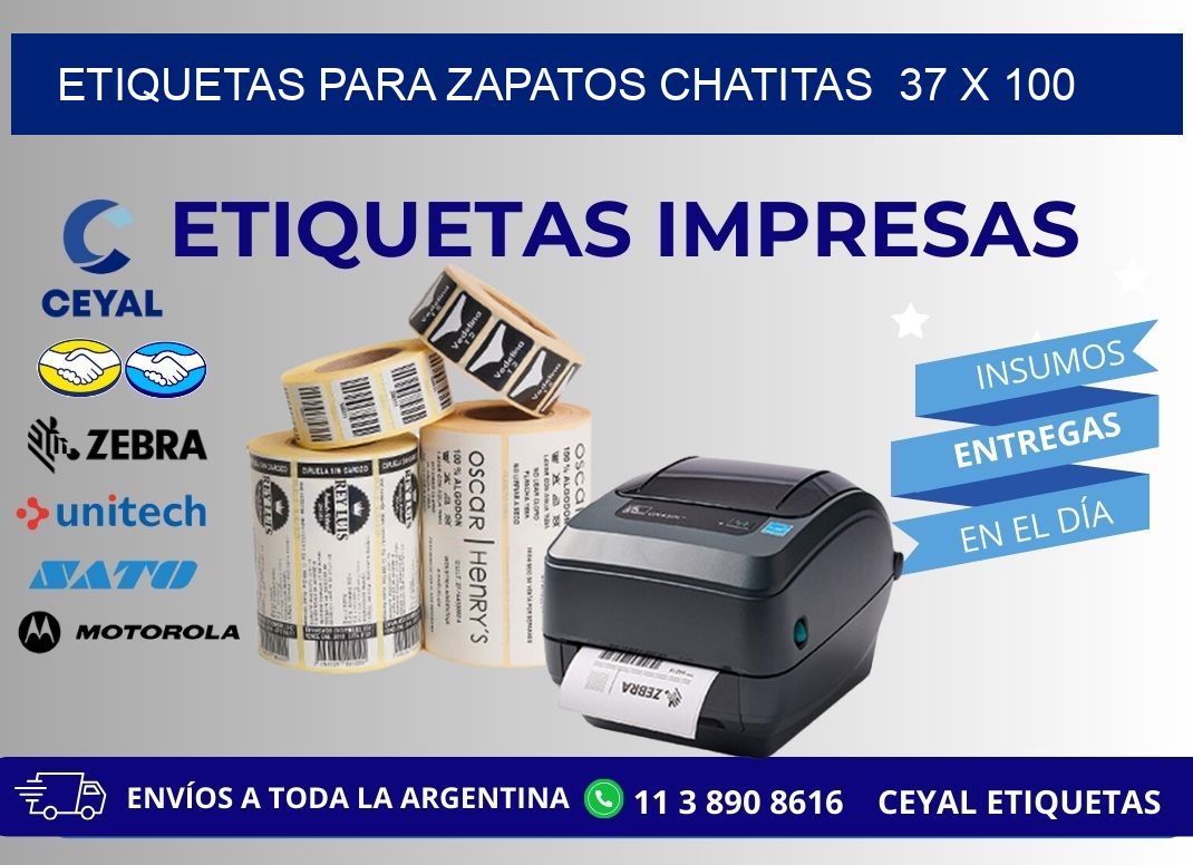 ETIQUETAS PARA ZAPATOS CHATITAS  37 x 100