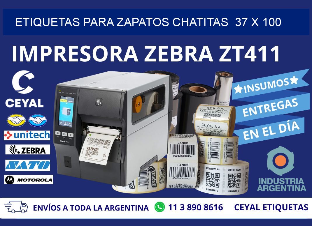 ETIQUETAS PARA ZAPATOS CHATITAS  37 x 100