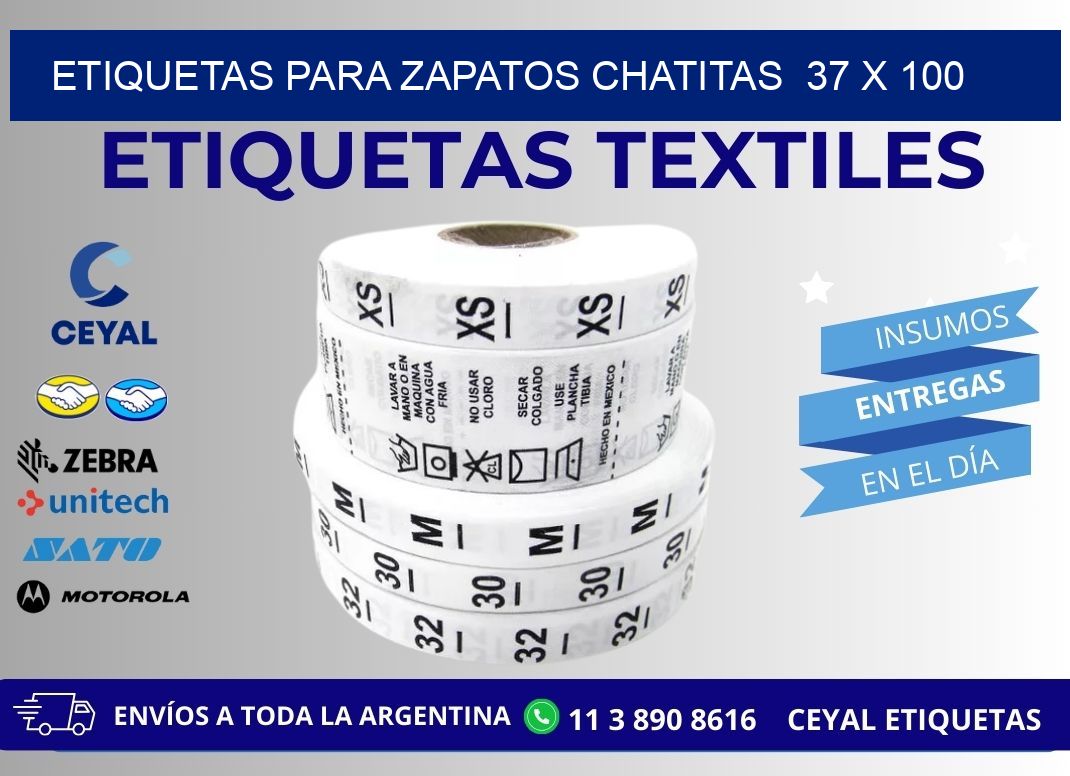 ETIQUETAS PARA ZAPATOS CHATITAS  37 x 100