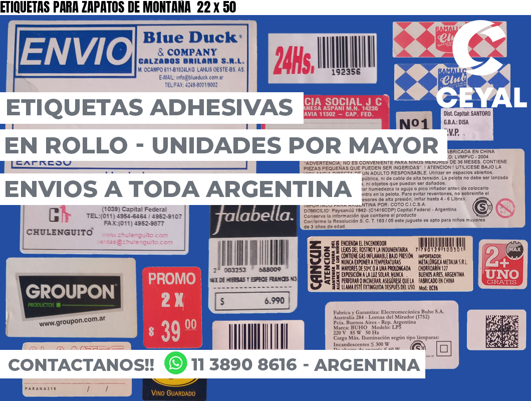 ETIQUETAS PARA ZAPATOS DE MONTAÑA  22 x 50