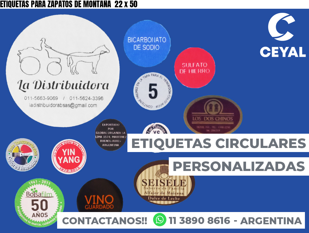 ETIQUETAS PARA ZAPATOS DE MONTAÑA  22 x 50