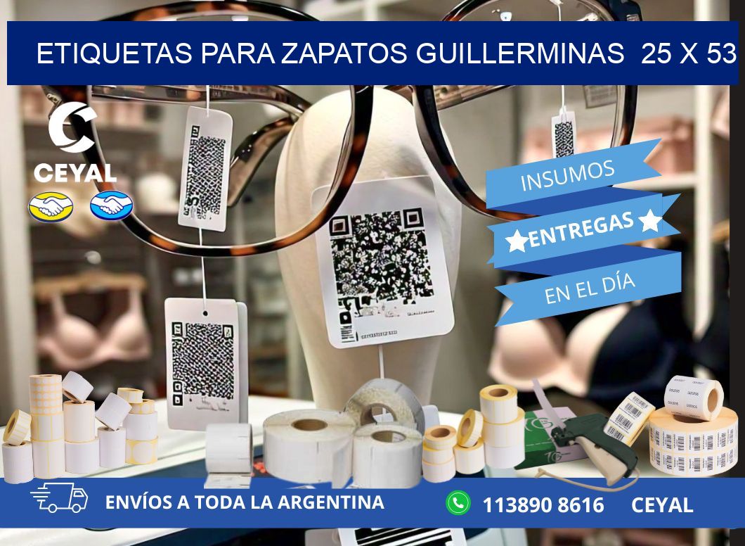 ETIQUETAS PARA ZAPATOS GUILLERMINAS  25 x 53