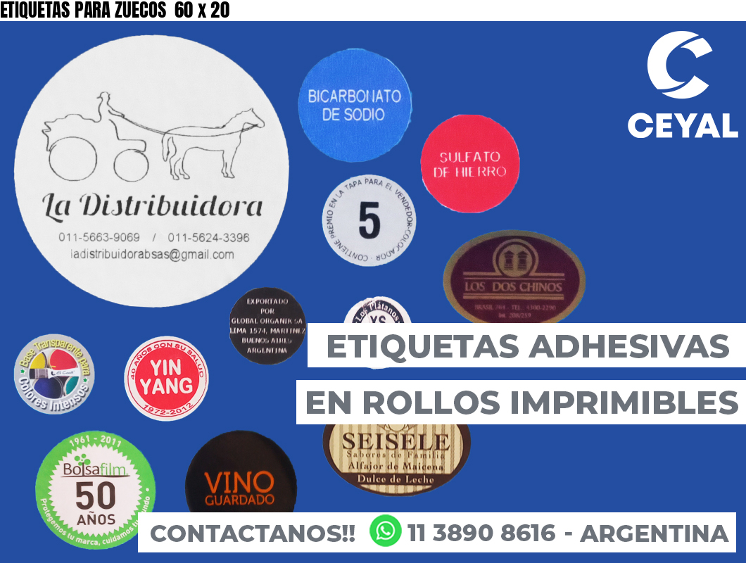 ETIQUETAS PARA ZUECOS  60 x 20